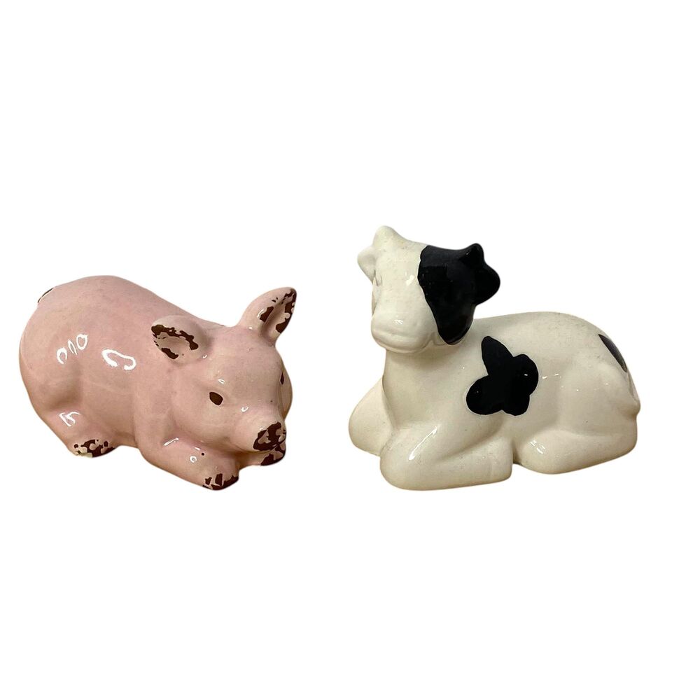 Farm Cow & Pig Ceramic Farmhouse Figures Shelf Sitters